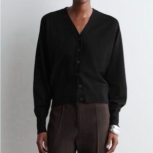 COS Black Merino Wool, Batwing , V Neck Cardigan